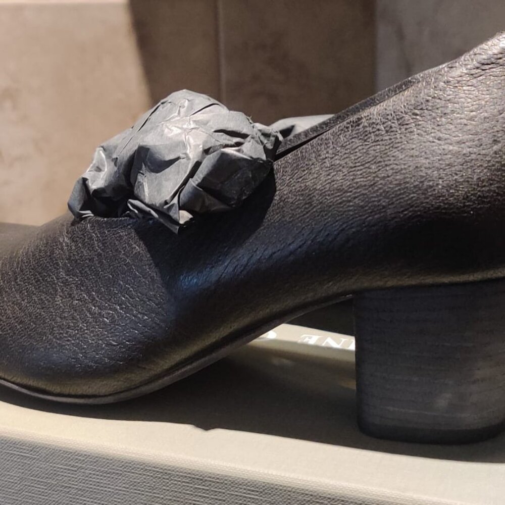 Officine Creative Italian Leather Black Tango Shoes EU Size 39 1/2